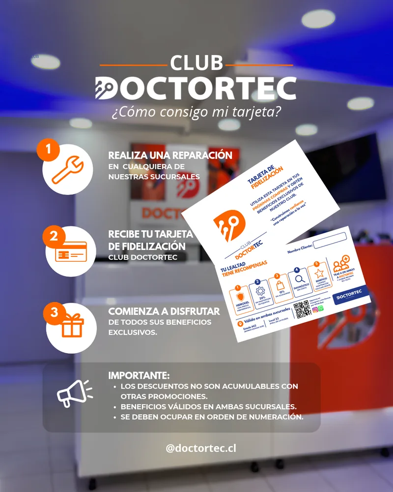 Cómo conseguir la tarjeta Club DOCTORTEC: realiza una reparación, recibe tu tarjeta y disfruta los beneficios